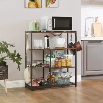 Dulap de bucatarie, Vasagle, 80 x 35 x 95 cm, otel/PAL, maro rustic imagine