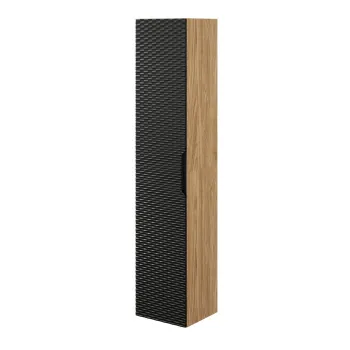 Dulap inalt cu usa, cu fixare pe perete, Ocean Black, Comad, 35x33x170 cm, MDF/PAL laminat, negru mat/stejar imagine