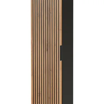 Dulap inalt cu usa, cu fixare pe perete, Xilo Black, Comad, 35x25x140 cm, MDF/PAL laminat, stejar wotan/gri piatra imagine
