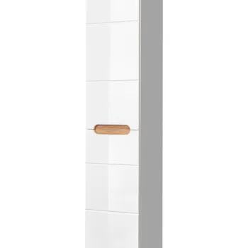Dulap inalt cu usi, Bali White, Comad, 35x33x187 cm, MDF/PAL laminat, alb lucios/alb mat imagine
