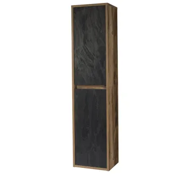 Dulap inalt cu usi, cu fixare pe perete, Hampton, Comad, 40x33x170 cm, MDF/PAL laminat, beton inchis/stejar huton imagine