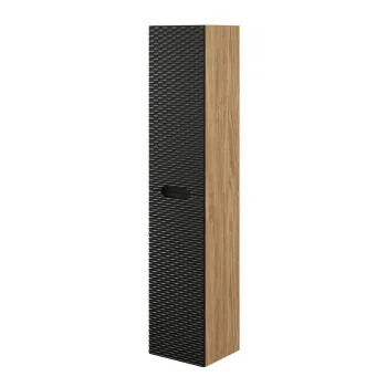 Dulap inalt cu usi, cu fixare pe perete, Ocean Black, Comad, 35x33x170 cm, MDF/PAL laminat, negru mat/stejar imagine