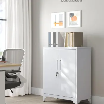 Dulap metalic pentru birou, Songmics, 80x40x90 cm, otel, gri mat imagine