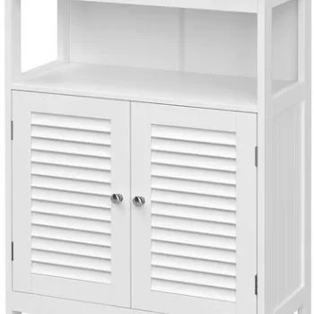 Dulap pentru baie cu 2 usi, Vasagle, 60 x 30 x 80 cm, MDF, alb imagine