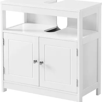 Dulap pentru baie / masca de lavoar Scandinavian Style, Vasagle, 60x30x60 cm, MDF, alb mat imagine