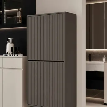 Dulap pentru bucatarie, Hanah Home, Capella, 69x158x32 cm, MDF LAMINAT, Gri imagine