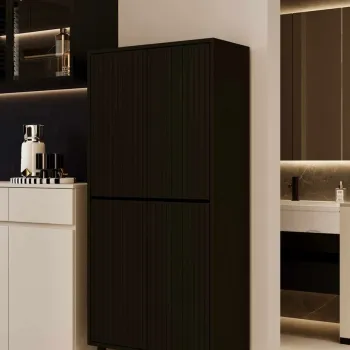 Dulap pentru bucatarie, Hanah Home, Capella, 69x158x32 cm, MDF LAMINAT, Negru imagine
