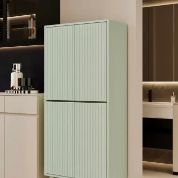 Dulap pentru bucatarie, Hanah Home, Capella, 69x158x32 cm, MDF LAMINAT, Verde menta imagine