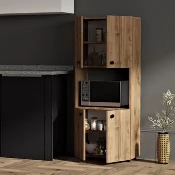 Dulap pentru bucatarie, Pua Design, Efe, 60 x 140 x 31.4 cm, pal melaminat, nuc imagine