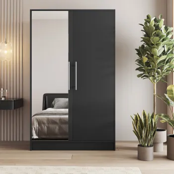 Dulap pentru haine cu oglinda ELTAP, Alarica, 120x60x200 cm, PAL, negru imagine