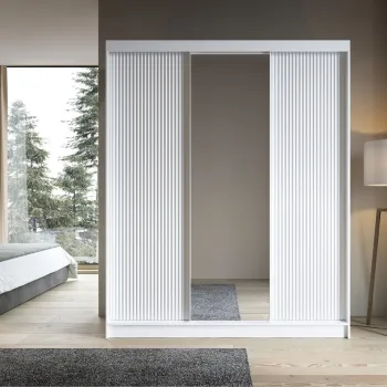 Dulap pentru haine cu oglinda ELTAP, Biancco III, 180x60x220 cm, MDF, alb imagine