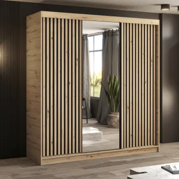 Dulap pentru haine cu oglinda ELTAP, Emerio III, 180x60x204 cm, PAL, stejar imagine