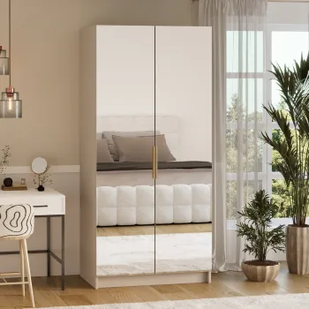 Dulap pentru haine cu oglinda ELTAP, KM2-SZA100, Mirtillo, 100x60x216 cm, PAL laminat, casmir imagine