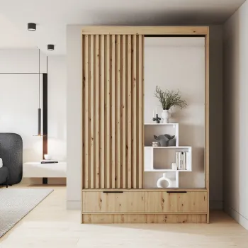 Dulap pentru haine cu oglinda ELTAP, Voodi II, 120x60x204 cm, PAL, stejar imagine