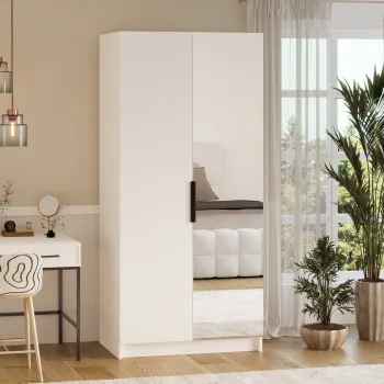 Dulap pentru haine cu oglinda ELTAP, WM1-SZA100, Mirtillo, 100x60x216 cm, PAL laminat, alb imagine