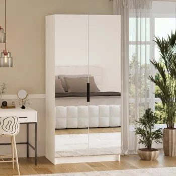 Dulap pentru haine cu oglinda ELTAP, WM2-SZA100, Mirtillo, 100x60x216 cm, PAL laminat, alb imagine