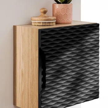 Dulap suspendat cu 1 usa, Ocean Black, Comad, 35x19x35 cm, MDF/PAL laminat, negru mat/stejar imagine