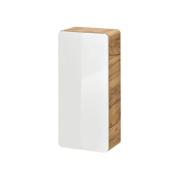 Dulapior cu 1 usa, cu fixare pe perete , Aruba White, Comad, 35x22x75 cm, MDF/PAL laminat, alb lucios/stejar craft gold imagine