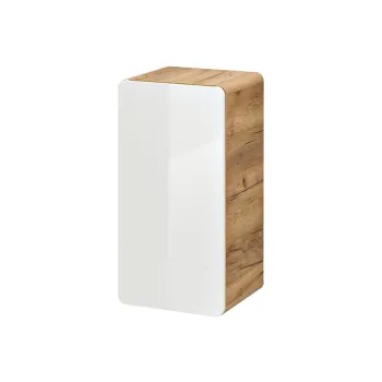 Dulapior cu 1 usa, cu fixare pe perete , Aruba White, Comad, 35x32x68 cm, MDF/PAL laminat, alb lucios/stejar craft gold imagine