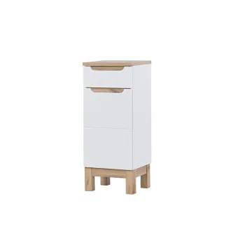 Dulapior cu 1 usa si 1 sertar, Bali White, Comad, 35x33x86 cm, MDF/PAL laminat, alb lucios/alb mat imagine