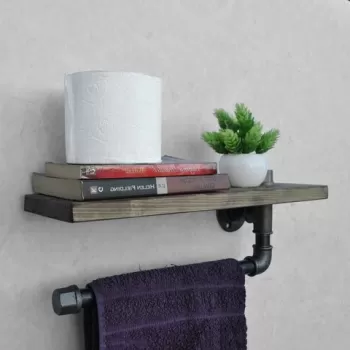 Etajera cu suport pentru prosop BoruRaf035, Evila Originals, 40x10x12 cm, maro/negru imagine