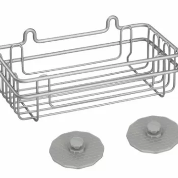 Etajera pentru baie/bucatarie fara gaurire si insurubare, Artic Frost, Metaltex, 22X11x10 cm, metal/ invelis din polytherm, argintiu imagine