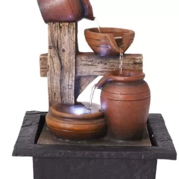 Fantana decorativa Amphora right, 21.5x19x28.8 cm, poliston, negru/maro imagine