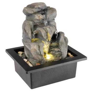Fantana decorativa cu iluminare LED interior/exterior Loki, Lumineo, 18.8 x 21.5 x 24 cm, IP44, polirasina, gri imagine
