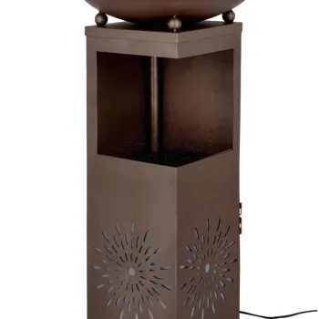 Fantana decorativa cu LED Yuki, Bizzotto, 40.5x40.5x78 cm, metal, maro imagine