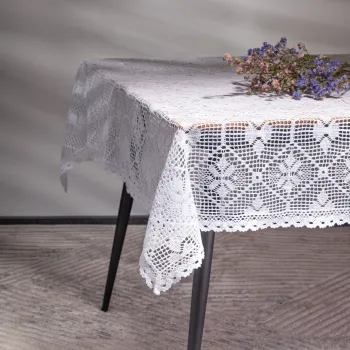 Fata de masa Crochet, Homla, 130x170 cm, bumbac/poliester, alb imagine