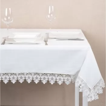 Fata de masa Mirella, Ambition, 160x280 cm, poliester, alb imagine