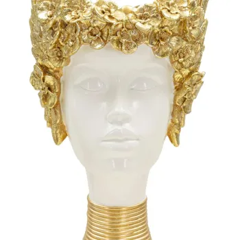 Figurina /sculptura decorativa  Athena, Mauro Ferretti, 15x14.5x32 cm, polirasina, alb/auriu imagine