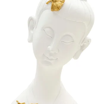 Figurina /sculptura decorativa  Buddha -A, Mauro Ferretti, 21.5x16x35 cm, polirasina, alb/auriu imagine