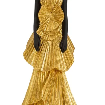 Figurina /sculptura decorativa  Fashion Gold Woman, Mauro Ferretti, 14.5x10x33 cm, polirasina, negru/auriu imagine
