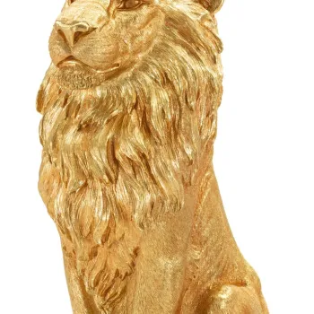 Figurina /sculptura decorativa King Leon, Mauro Ferretti, 30x42x74 cm, polirasina, auriu imagine