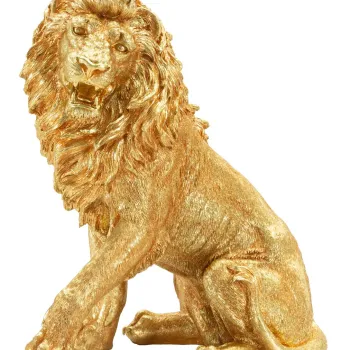 Figurina /sculptura decorativa Lion Shant, Mauro Ferretti, 45x29x55 cm, polirasina, auriu imagine