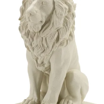Figurina /sculptura decorativa Lion Stons, Mauro Ferretti, 17.5x25x40 cm, polirasina, crem imagine
