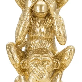 Figurina /sculptura decorativa  Monkeys Tower, Mauro Ferretti, 10.5x30 cm, polirasina, auriu imagine