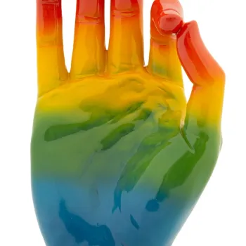 Figurina /sculptura decorativa Rainbow Hand Ok, Mauro Ferretti, 16x10.5x36 cm, polirasina, multicolor imagine