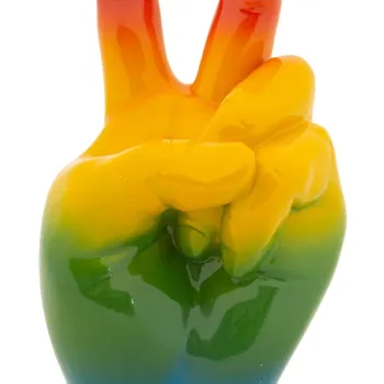 Figurina /sculptura decorativa Rainbow Hand Victory , Mauro Ferretti, 16x13x36 cm, polirasina, multicolor imagine