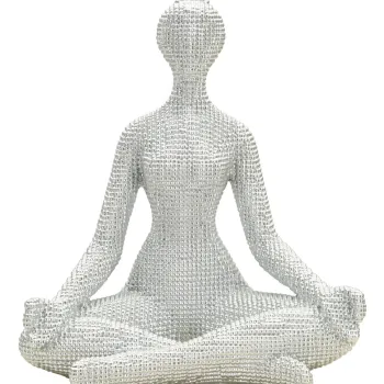 Figurina /sculptura decorativa Yoga Woman, Mauro Ferretti, 20.5x15.5x23 cm, polirasina, alb imagine