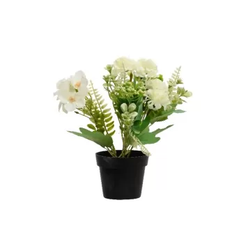 Floare artificiala in ghiveci Hydrangea, Decoris, O18 x 24 cm, poliester/plastic, alb imagine