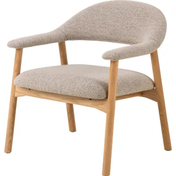 Fotoliu Addi, Actona, 70x70.5x76 cm, tesatura Boucle/lemn de stejar, bej imagine