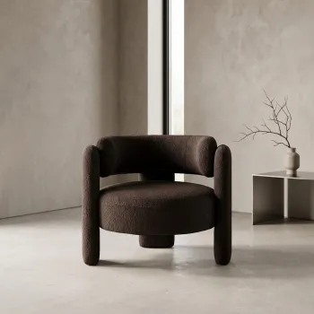 Fotoliu Arviano, Homla, 85x80x70 cm, MDF/poliester, maro inchis imagine