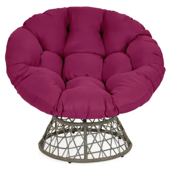 Fotoliu balansoar si rotativ pentru gradina/terasa Marvin, 97x85x80 cm, otel/poliester, gri/mov imagine