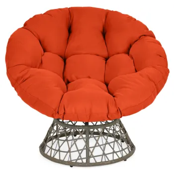 Fotoliu balansoar si rotativ pentru gradina/terasa Marvin, 97x85x80 cm, otel/poliester, gri/portocaliu imagine