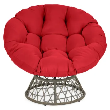 Fotoliu balansoar si rotativ pentru gradina/terasa Marvin, 97x85x80 cm, otel/poliester, gri/rosu imagine
