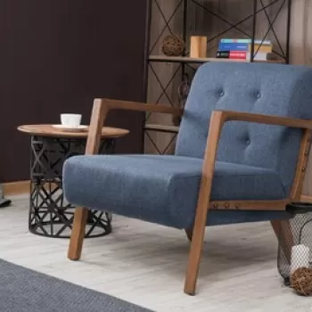 Fotoliu, Balcab Home, 825BLC2319, Lemn de fag, Albastru imagine