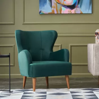 Fotoliu, Balcab Home, 825BLC2347, Lemn de carpen, Verde petrol imagine