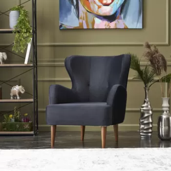 Fotoliu, Balcab Home, 825BLC2349, Lemn de carpen, Antracit imagine